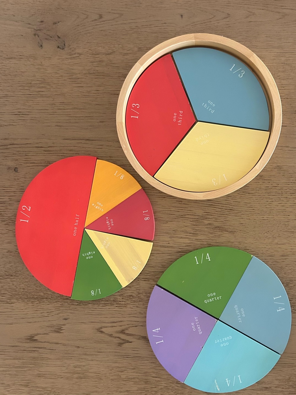 Pottery Barn Kids Math Fractions Educational Wooden Puzzle for Learning